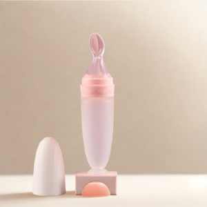 Silicone Baby Spoons Made for Easier Mealtimes pink color
